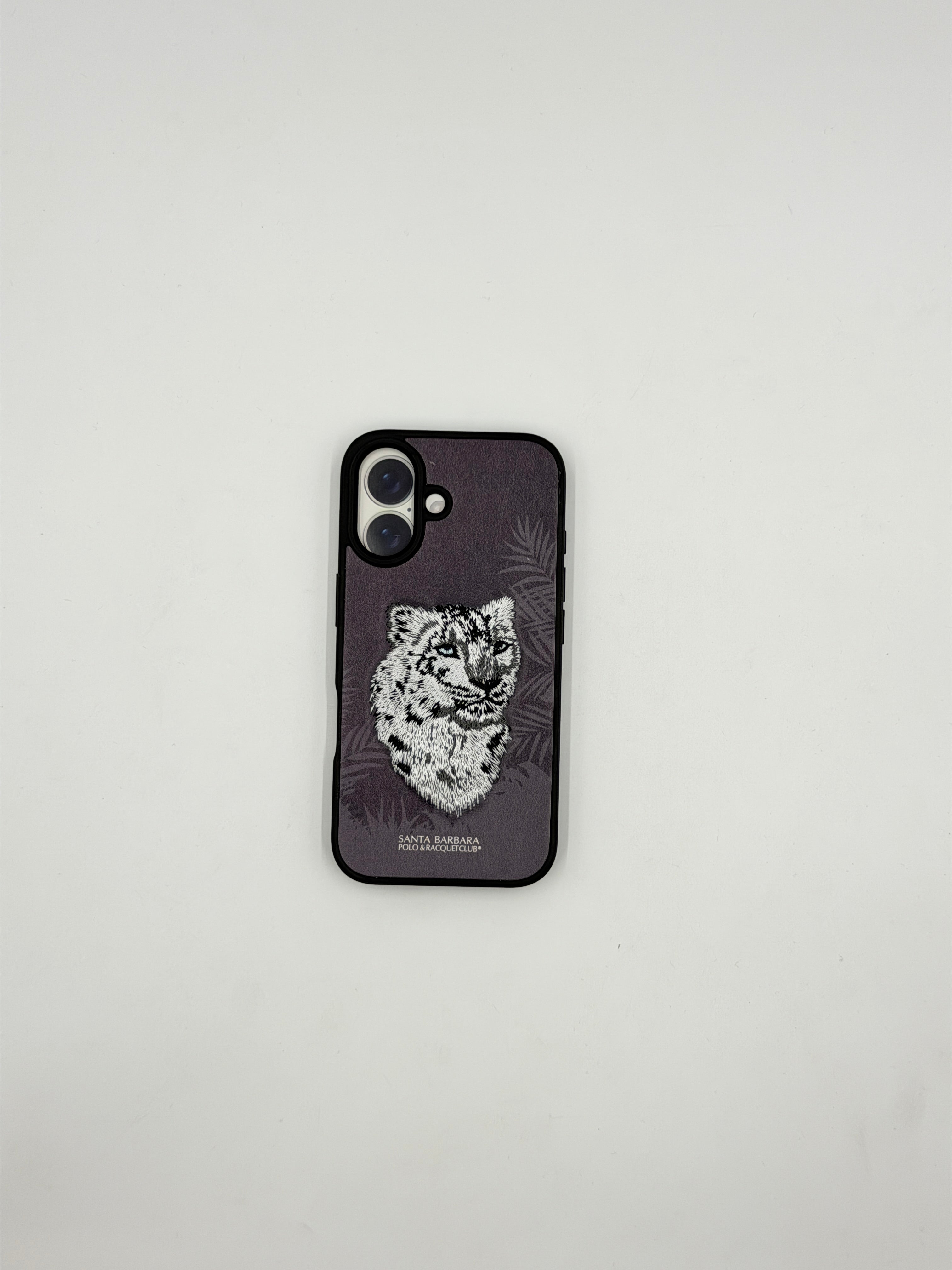 Arctic Snow Leopard Luxe Embroidered Case (iPhone 16)