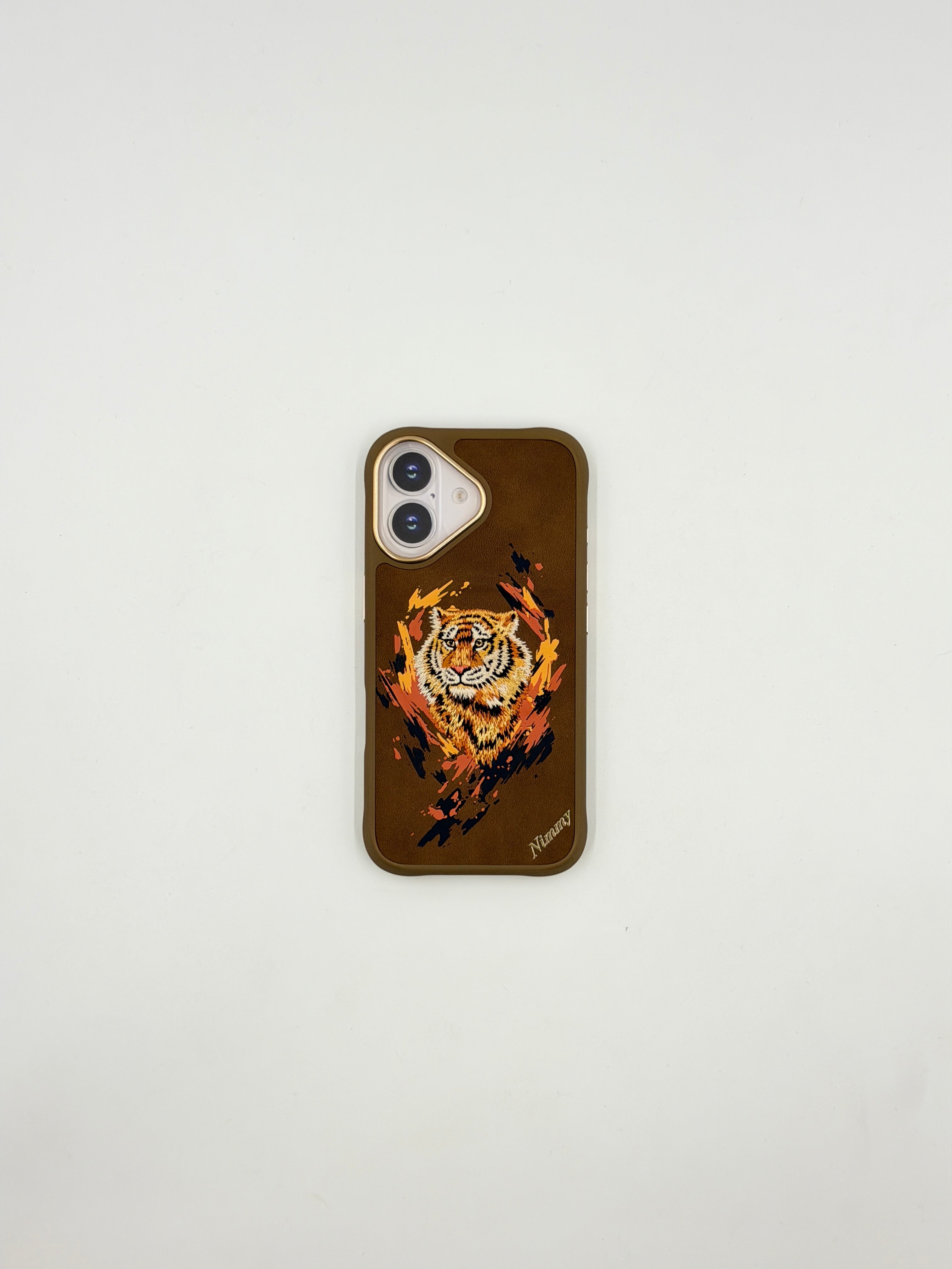 Blaze Tiger Art Leather Case (iPhone 16)