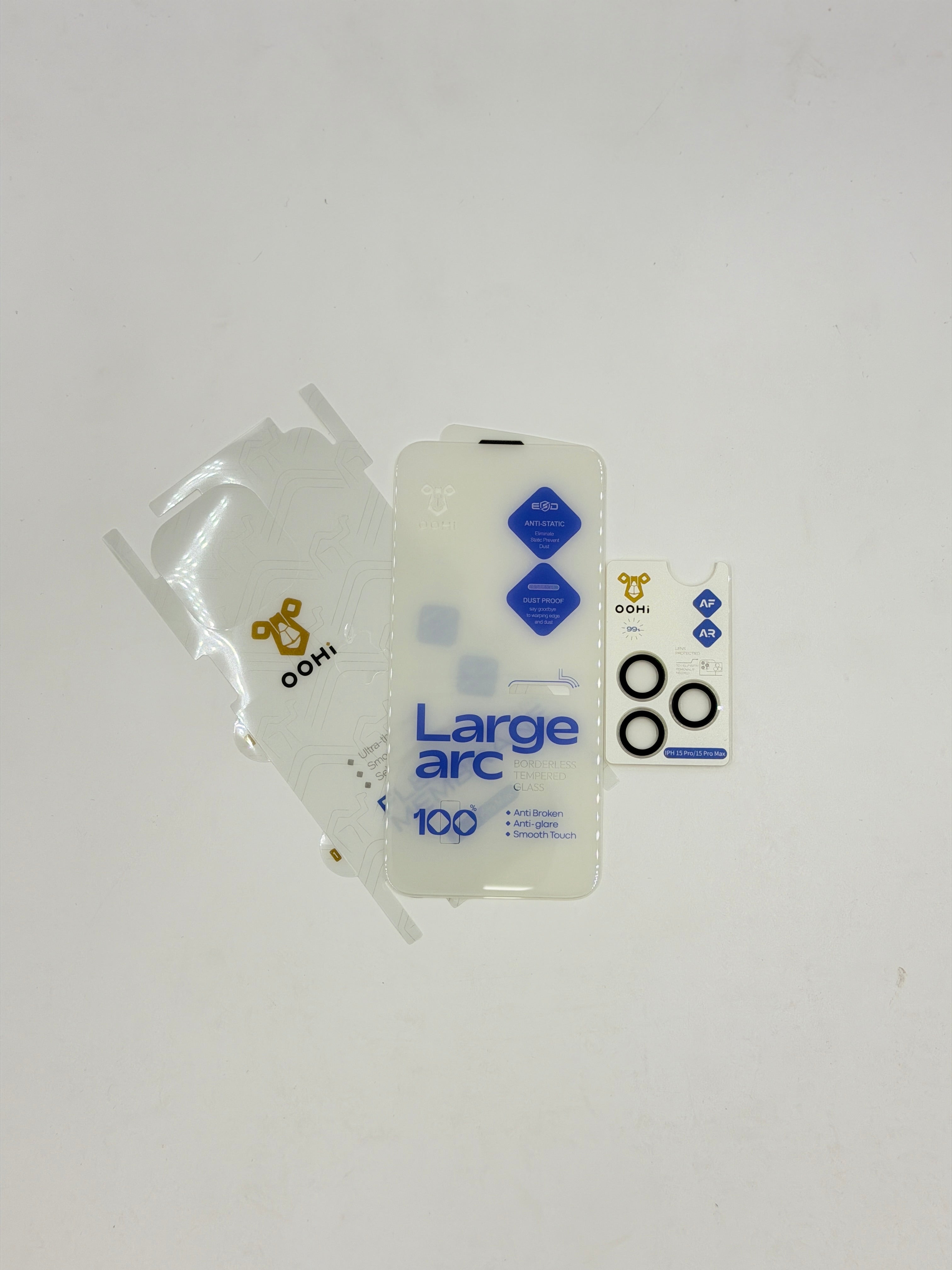 OOHI Large Arc Borderless Tempered Glass with Camera Lens Protector