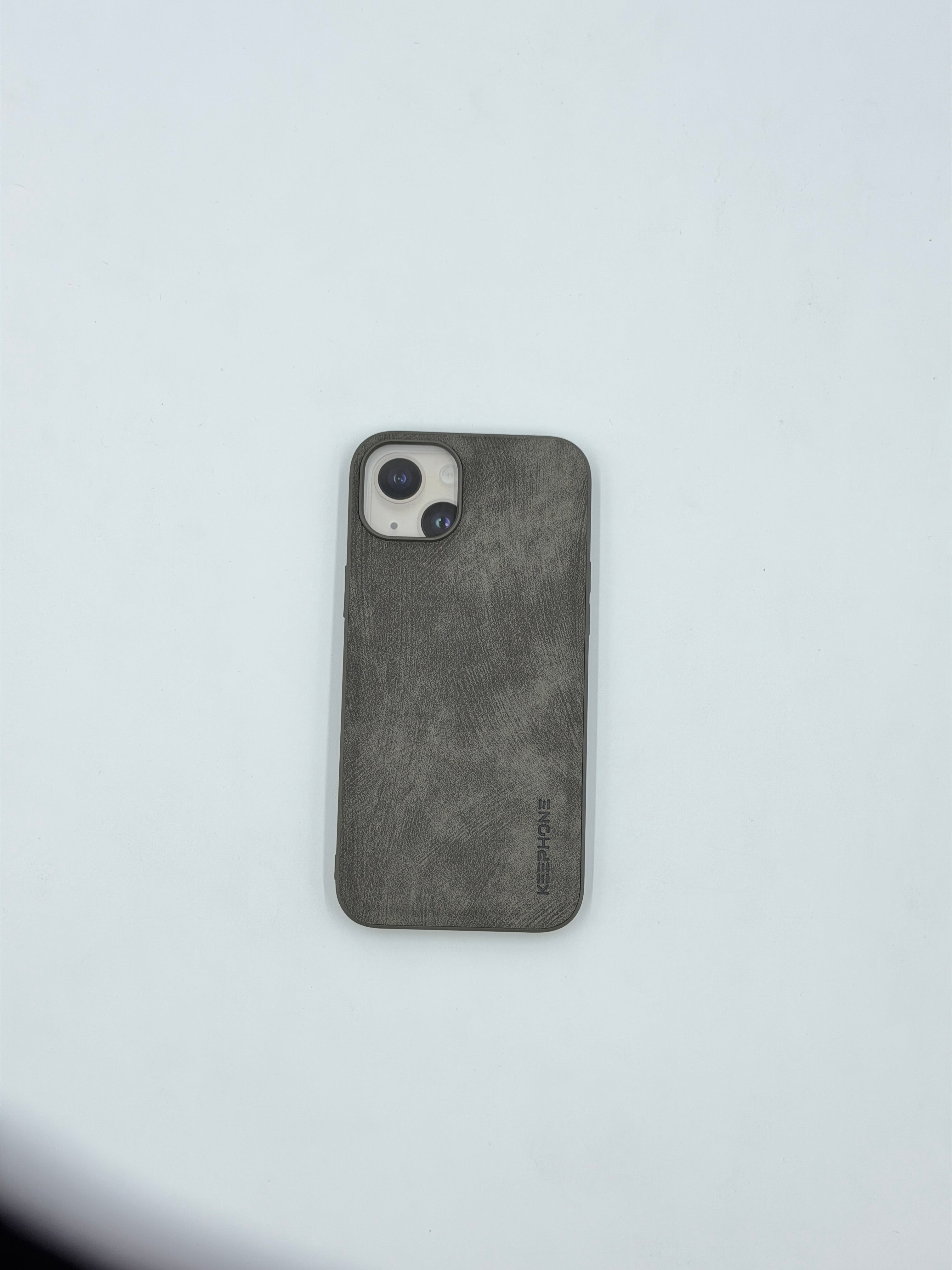 Graphite Vintage Leather Case (iPhone 15 Plus)